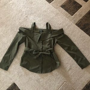 Military style off the shoulder shirt